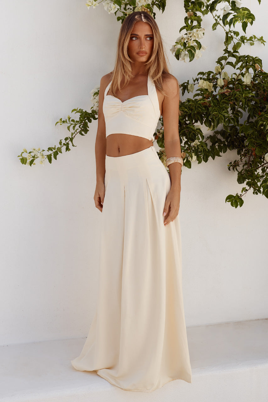 ADA PLEATED A-LINE SKIRT - BUTTER
