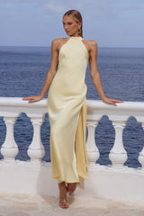 ARABELLE HIGH NECK MAXI DRESS - BUTTERMILK