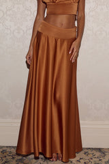 AMADINE PANELLED TRAIN MAXI SKIRT - GINGER